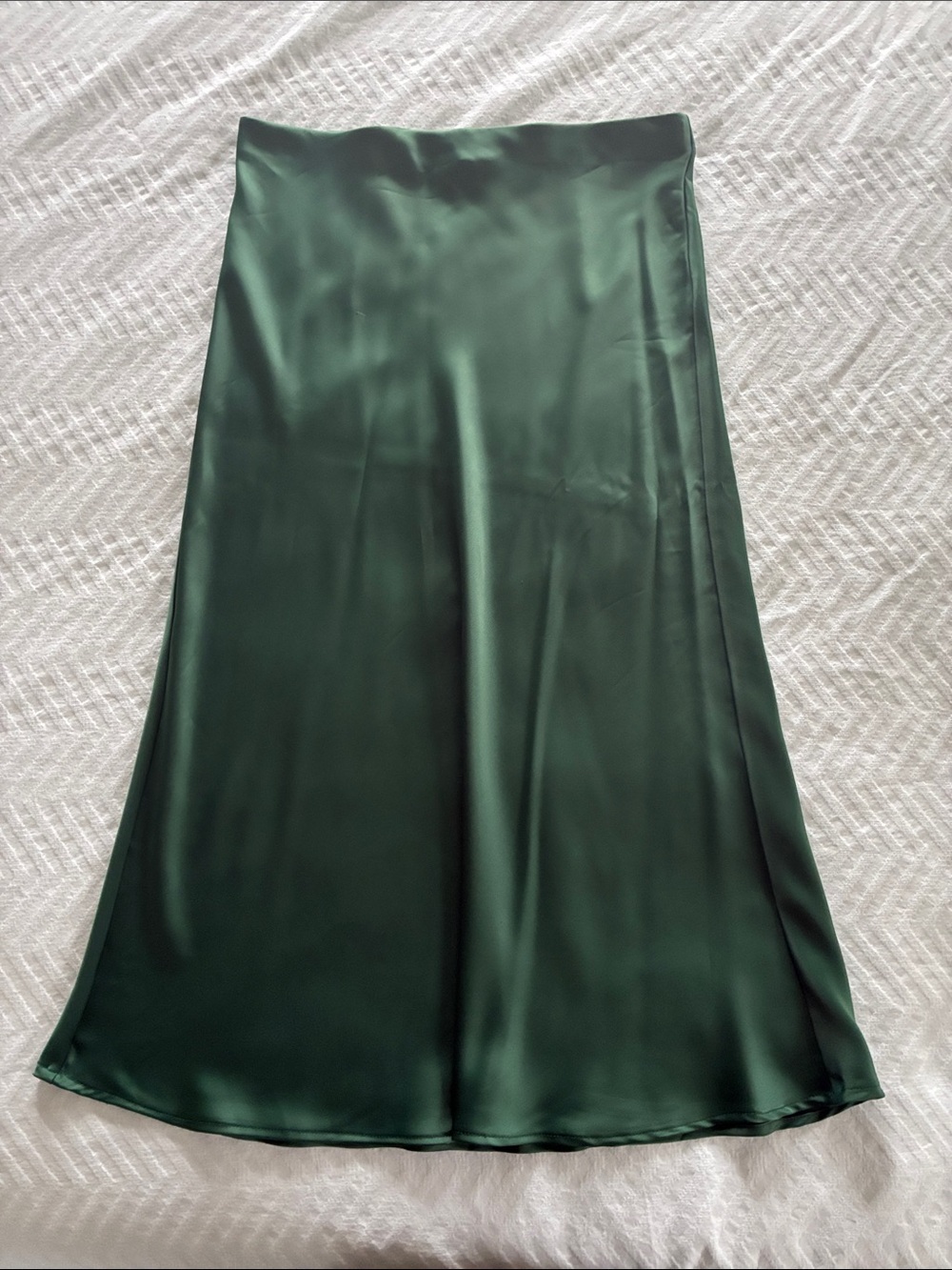 Rachel Zoe Emerald Satin A-Line Midi Skirt